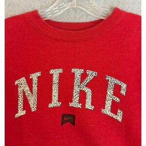 Nike Elephant Skin Print Sweatshirt Mens Small Red Fleece Spellout Pullover